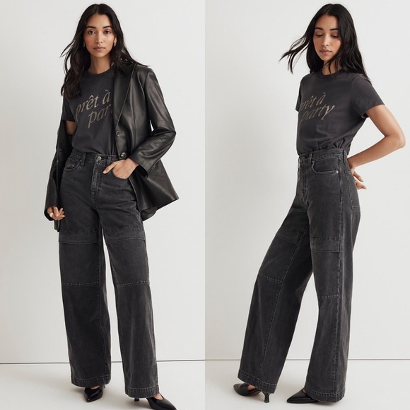 Madewell Charcoal Wide Leg Jeans - Picture 1 of 10